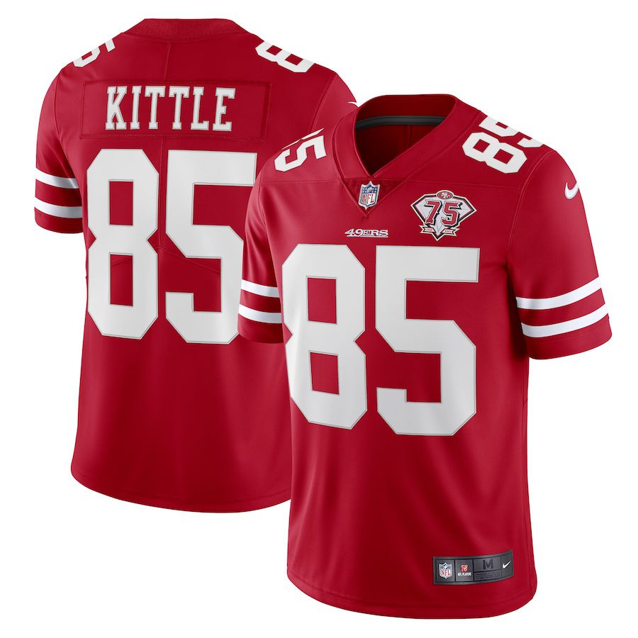 Men San Francisco 49ers 85 George Kittle Nike Scarlet 75th Anniversary Vapor Limited NFL Jersey